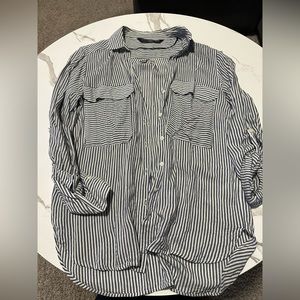 Navy and white button down shirt